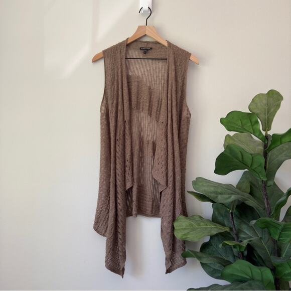 Eileen Fisher 100% Baby Alpaca Cardigan Sleeveless High Low Hem Soft Long Brown - Picture 1 of 11